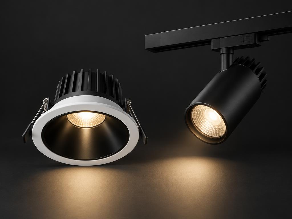 Indoor downlights & track — illustrative supplier example